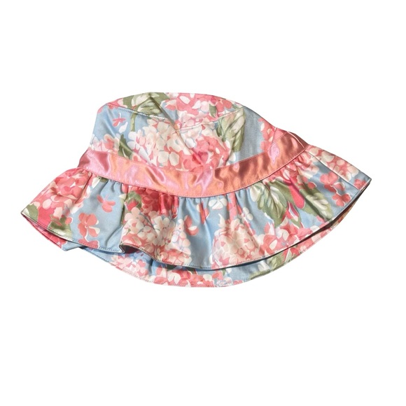 NWT Janie and Jack Enchanted Butterfly Floral Silk Hat with Pink Trim 2T-3T - Picture 2 of 3